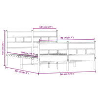 Metallbett ohne Matratze Räuchereiche 140x200 cm