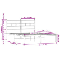 Bettgestell ohne Matratze mit Kopfteil Braun Eiche 137x190 cm