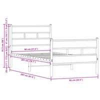 Bettgestell ohne Matratze mit Kopf- und Fußteil 80x200 cm