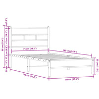 Bettgestell ohne Matratze mit Kopfteil Sonoma-Eiche 75x190 cm