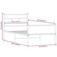 Bettgestell ohne Matratze Räuchereiche 90x200 cm Holzwerkstoff