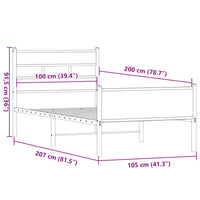 Bettgestell ohne Matratze Räuchereiche 100x200 cm Holzwerkstoff