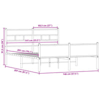 Bettgestell ohne Matratze Räuchereiche 140x200 cm Holzwerkstoff