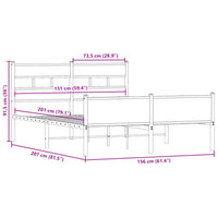 Bettgestell ohne Matratze Räuchereiche 150x200 cm Holzwerkstoff