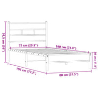 Bettgestell ohne Matratze Braun Eiche 75x190 cm Holzwerkstoff