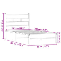 Bettgestell ohne Matratze Braun Eiche 80x200 cm Holzwerkstoff