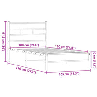 Bettgestell ohne Matratze Braun Eiche 100x190 cm Holzwerkstoff