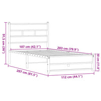 Metallbett ohne Matratze Eichen-Optik 107x203 cm