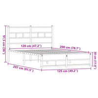 Metallbett ohne Matratze Eichen-Optik 120x200 cm