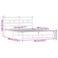 Metallbett ohne Matratze Eichen-Optik 135x190 cm