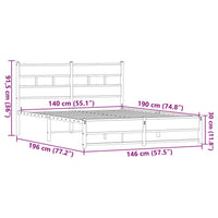 Metallbett ohne Matratze Eichen-Optik 140x190 cm