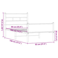 Bettgestell ohne Matratze Braun Eiche 90x190 cm Holzwerkstoff