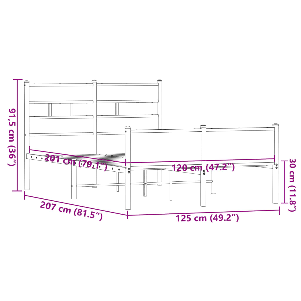 Bettgestell ohne Matratze Braun Eiche 120x200 cm Holzwerkstoff