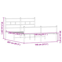 Bettgestell ohne Matratze Braun Eiche 140x200 cm Holzwerkstoff