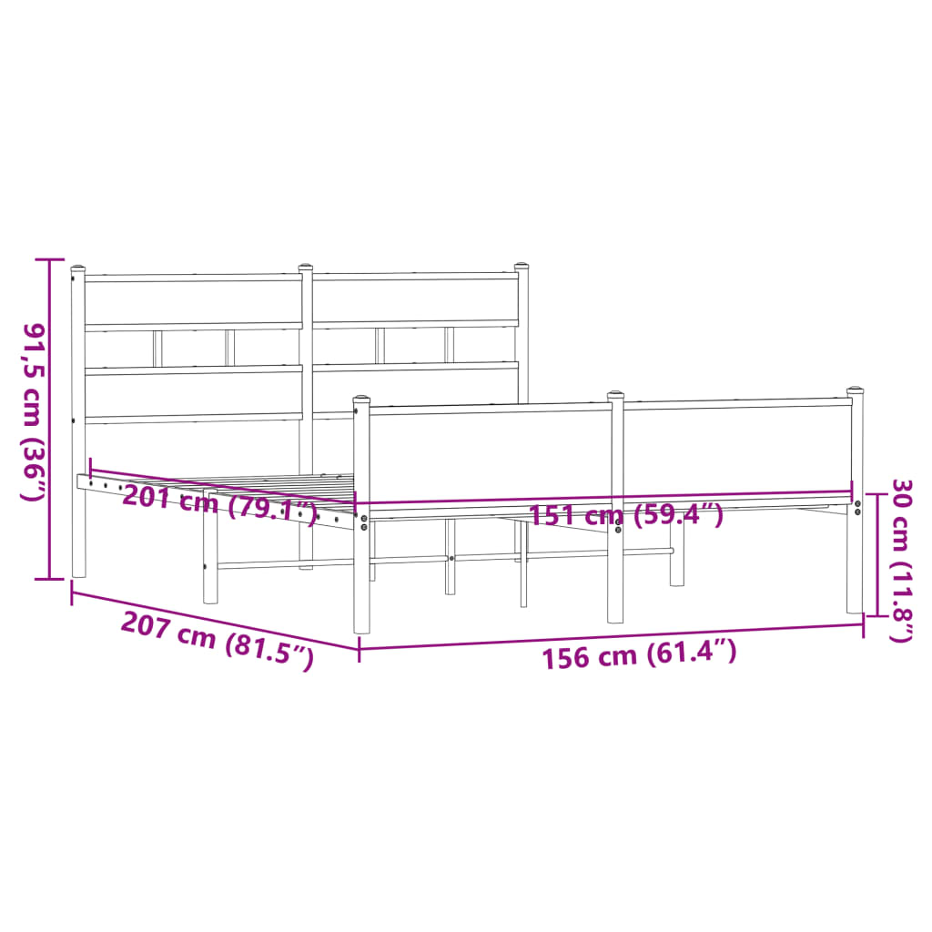 Bettgestell ohne Matratze Braun Eiche 150x200 cm Holzwerkstoff