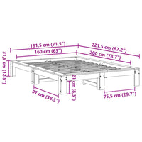 Massivholzbett ohne Matratze Weiß 160x200 Kiefernholz