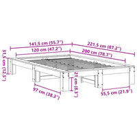 Massivholzbett ohne Matratze Weiß 120x200 cm Kiefernholz