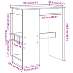 Bartisch mit Regal Betongrau 90x47,5x103,5 cm Holzwerkstoff
