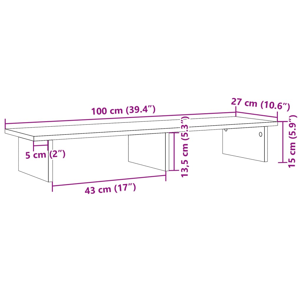Monitorständer Altholz-Optik 100x27x15 cm Holzwerkstoff