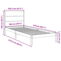 Massivholzbett Extra Lang ohne Matratze Weiß 100x210 cm