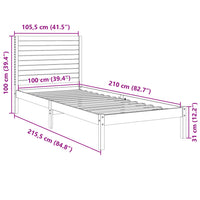 Massivholzbett Extra Lang ohne Matratze Weiß 100x210 cm