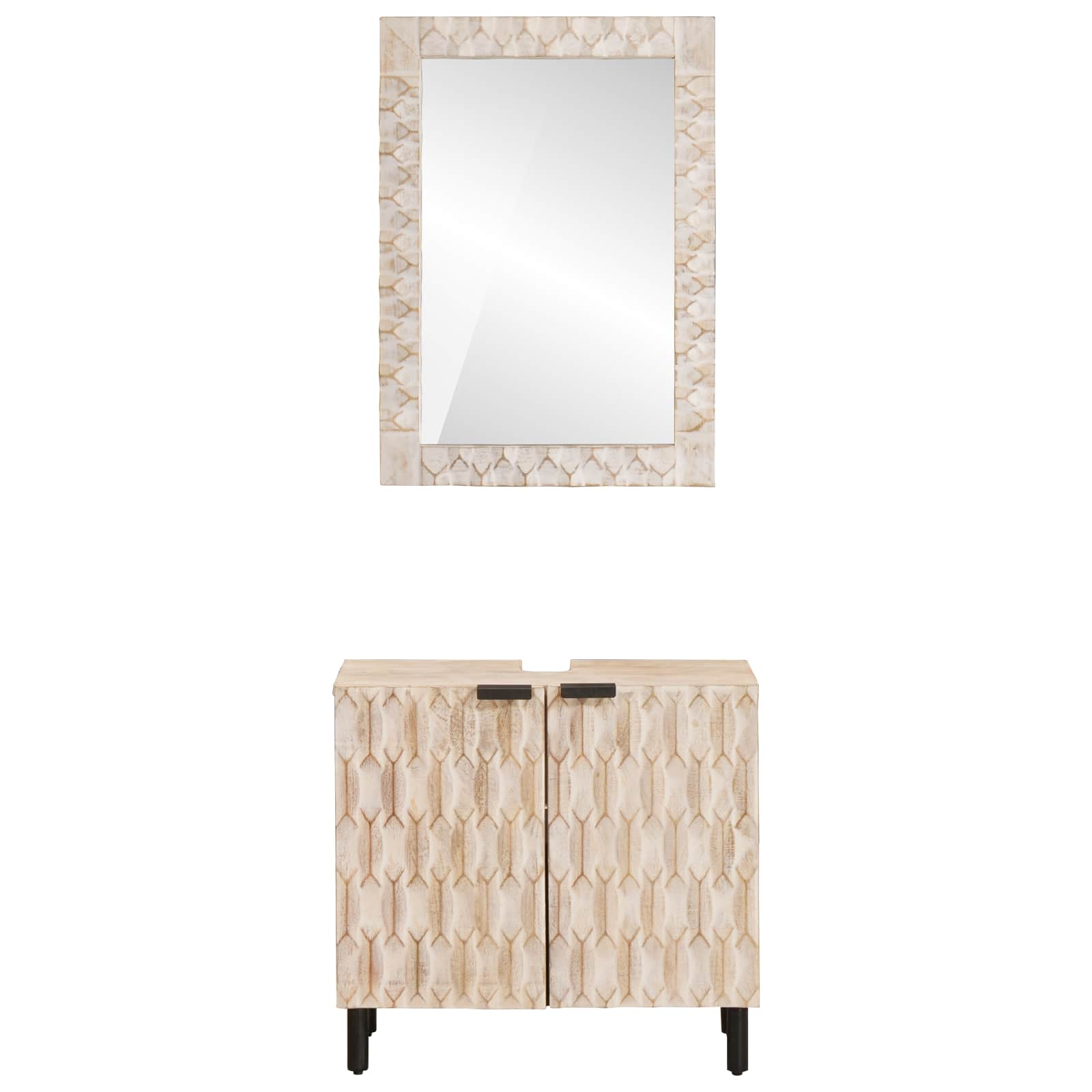 Badezimmer Sets Weiße gewaschene Oberfläche Massivholz Mango
