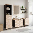Badezimmer Sets mit Regal 4 pcs Weiße gewaschene Oberfläche