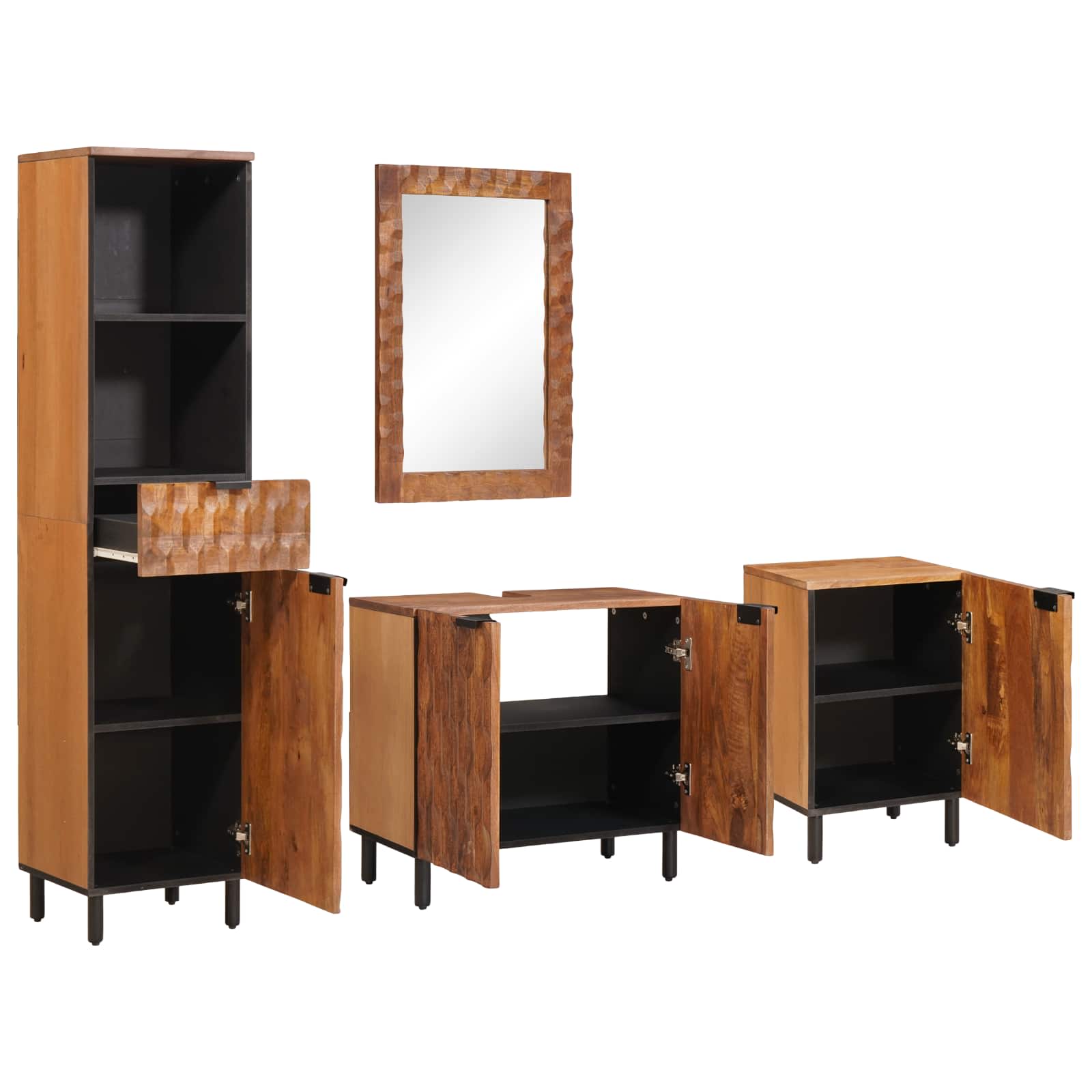 Badezimmer Sets 4 pcs Akazie Braun Winish Massivholz Mango