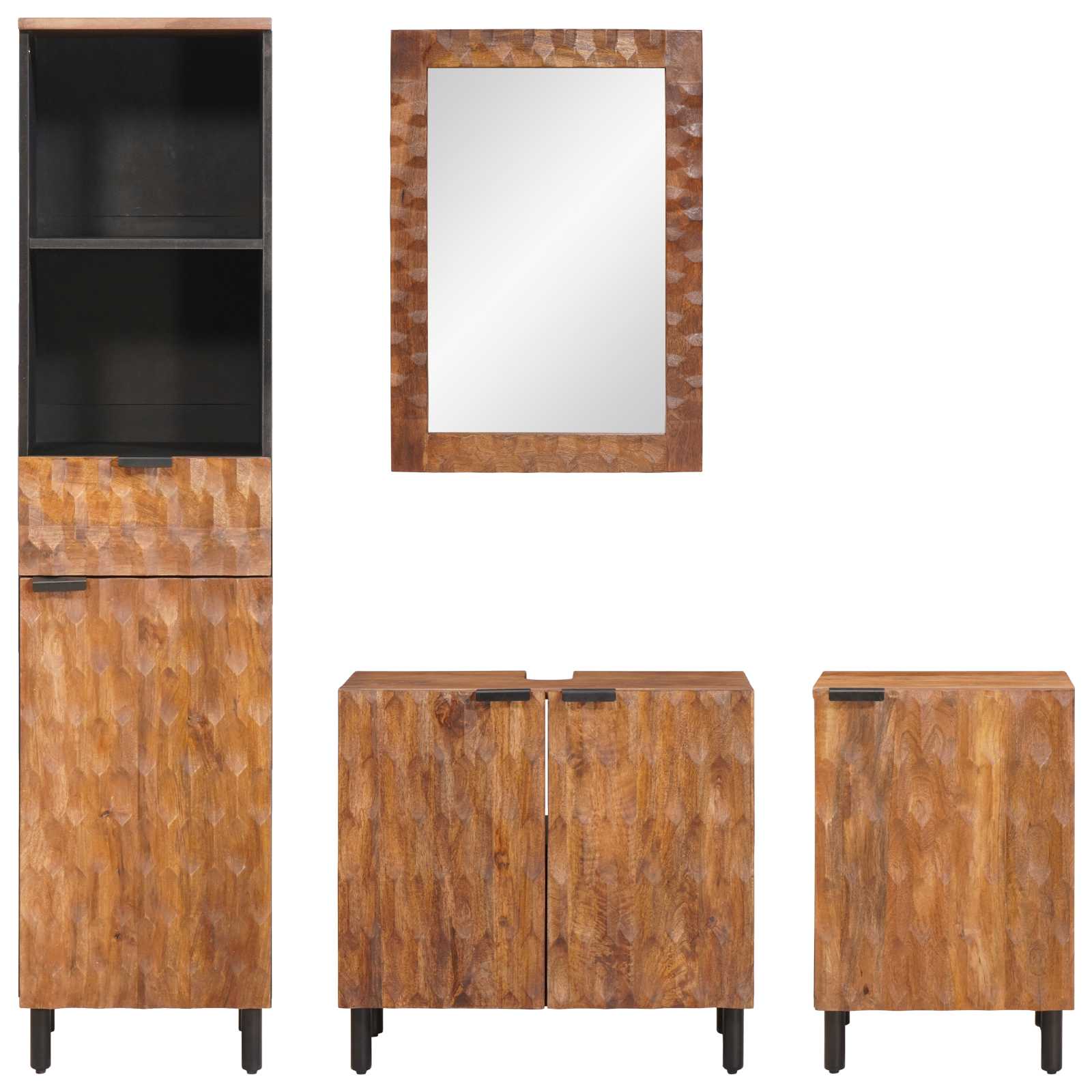 Badezimmer Sets 4 pcs Akazie Braun Winish Massivholz Mango