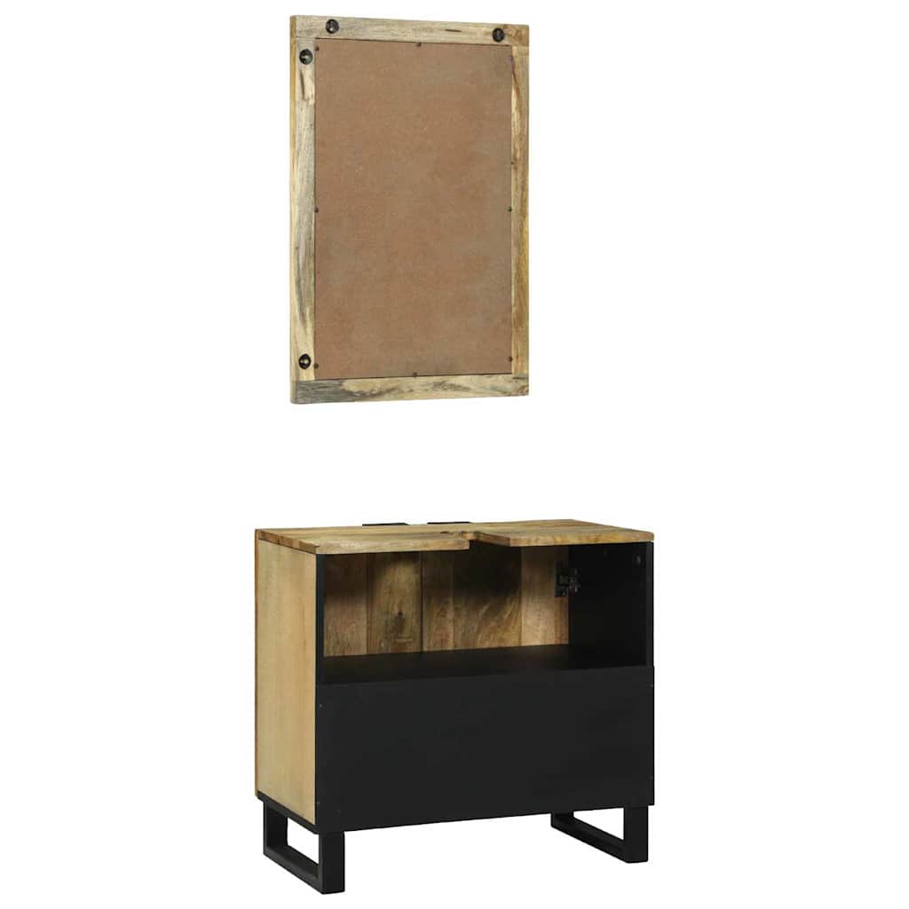 Badezimmerschrank-Set 2 pcs Natur Massivholz Mango