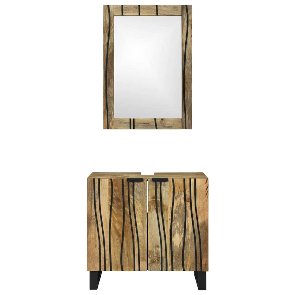 Badezimmerschrank-Set 2 pcs Natur Massivholz Mango