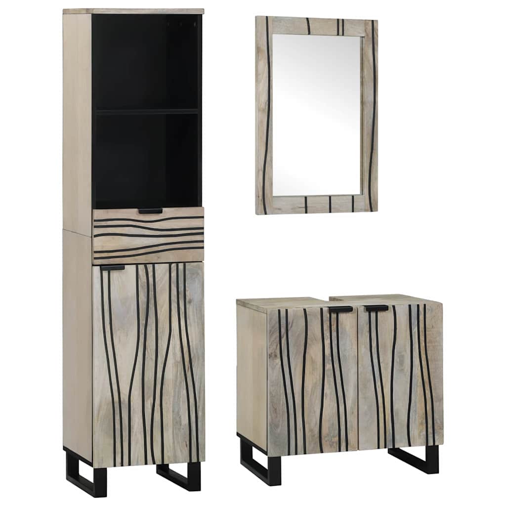 Badezimmermöbel-Set mit Schubladen 3 pcs Weiß Holzwerkstoff