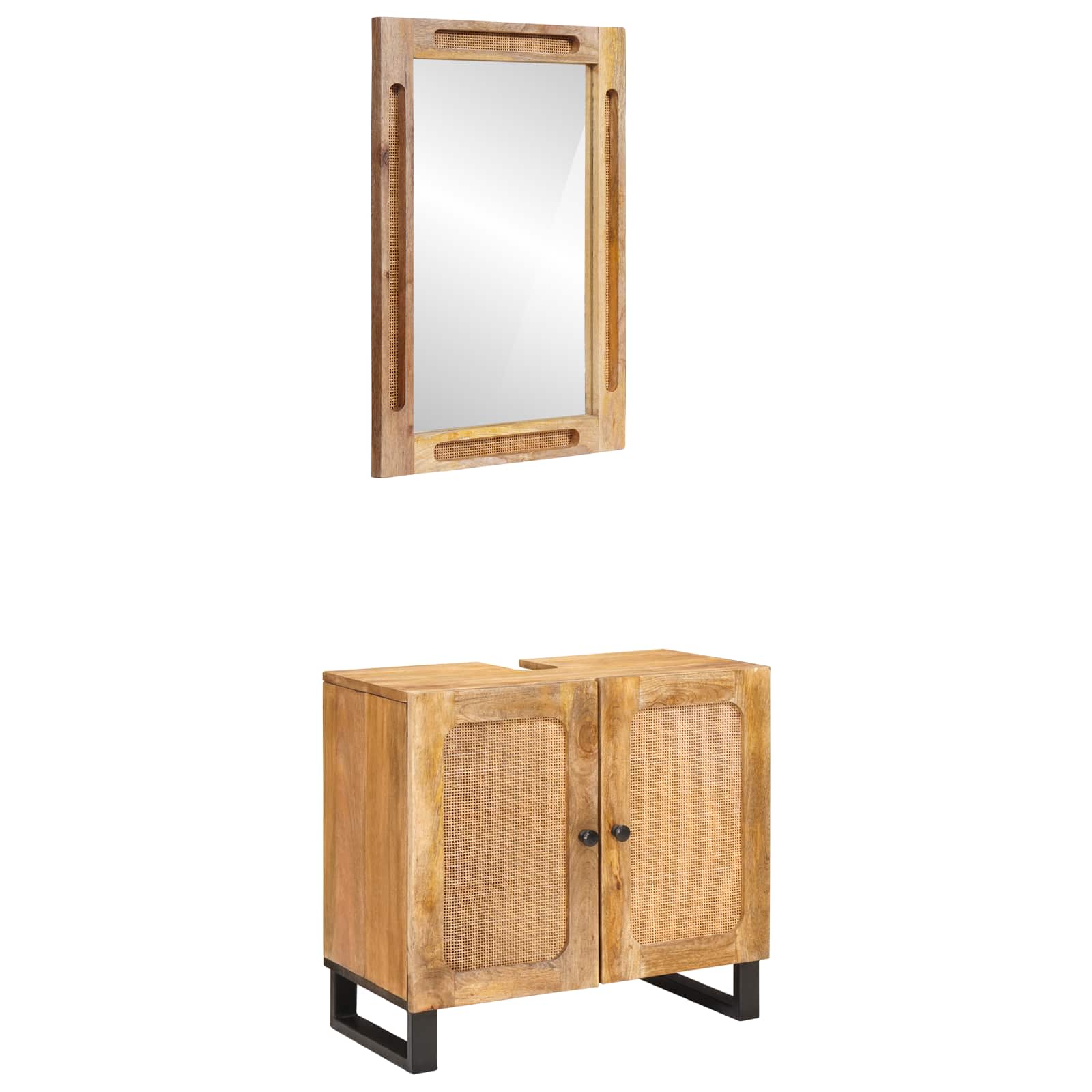 Badezimmer Sets mit Speicher 2 pcs Braun Massivholz Mango