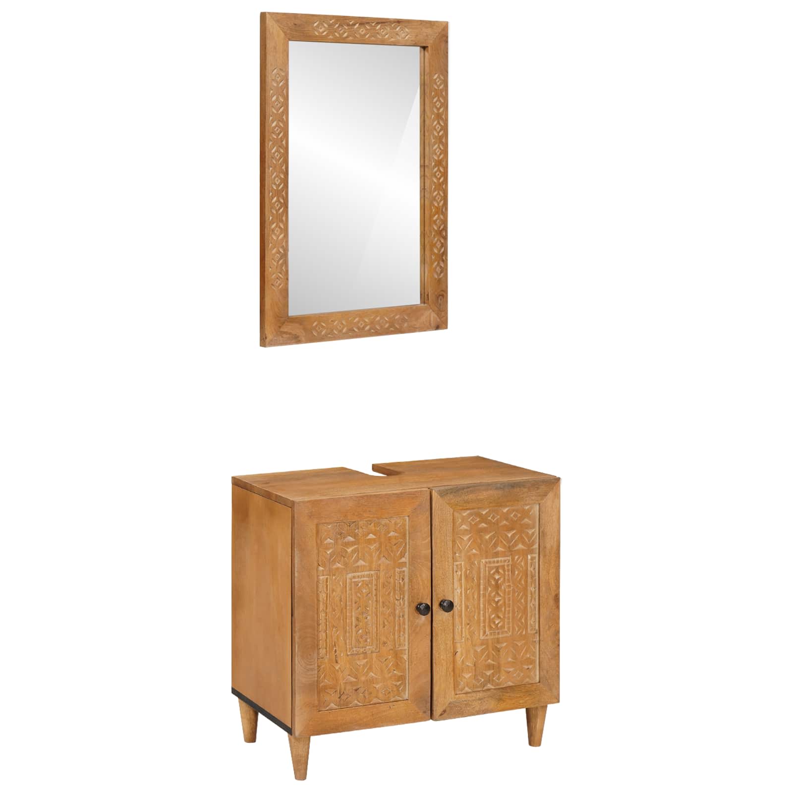 Badezimmermöbel-Set mit Regal mit Tür 2 pcs Braun Holzwerkstoff