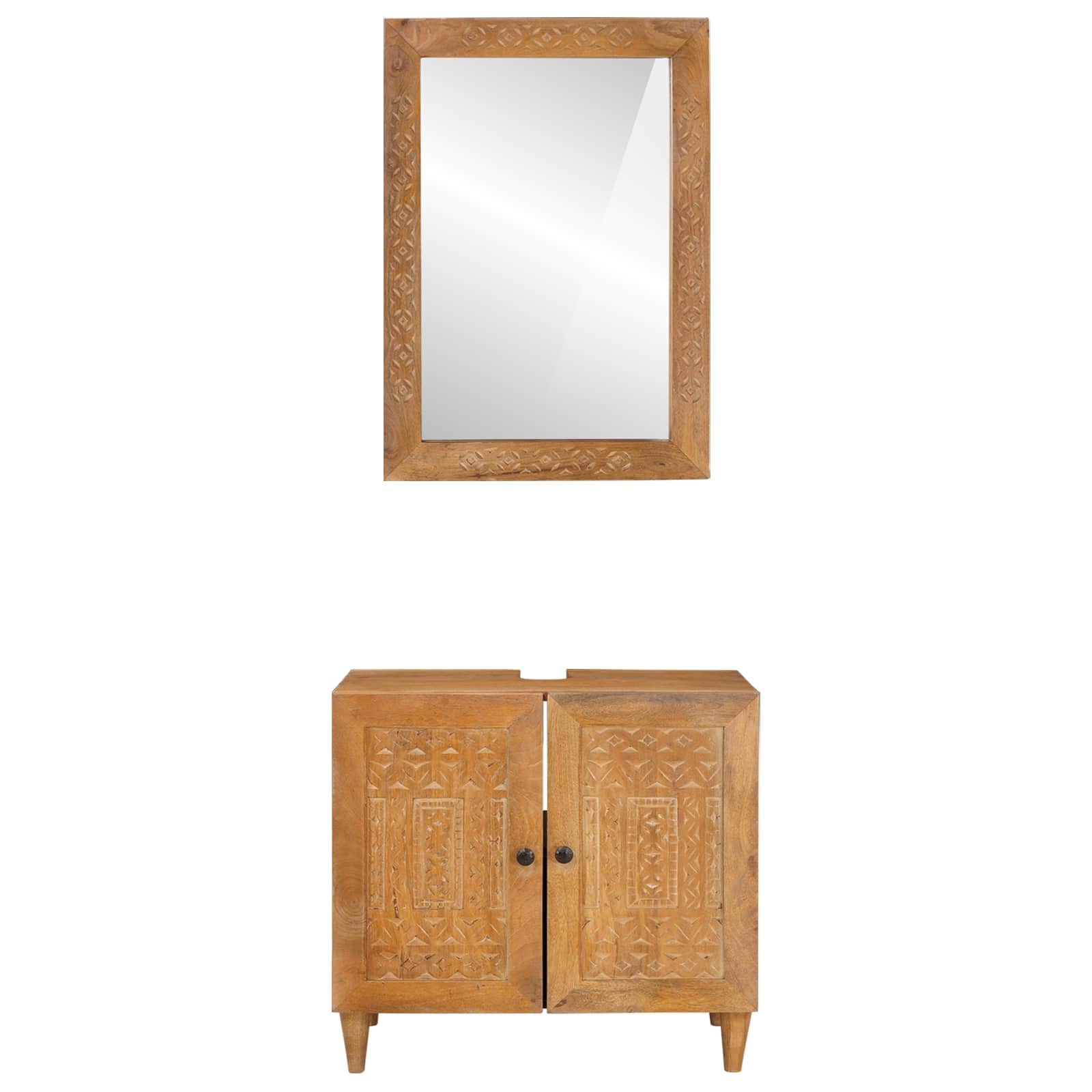 Badezimmermöbel-Set mit Regal mit Tür 2 pcs Braun Holzwerkstoff