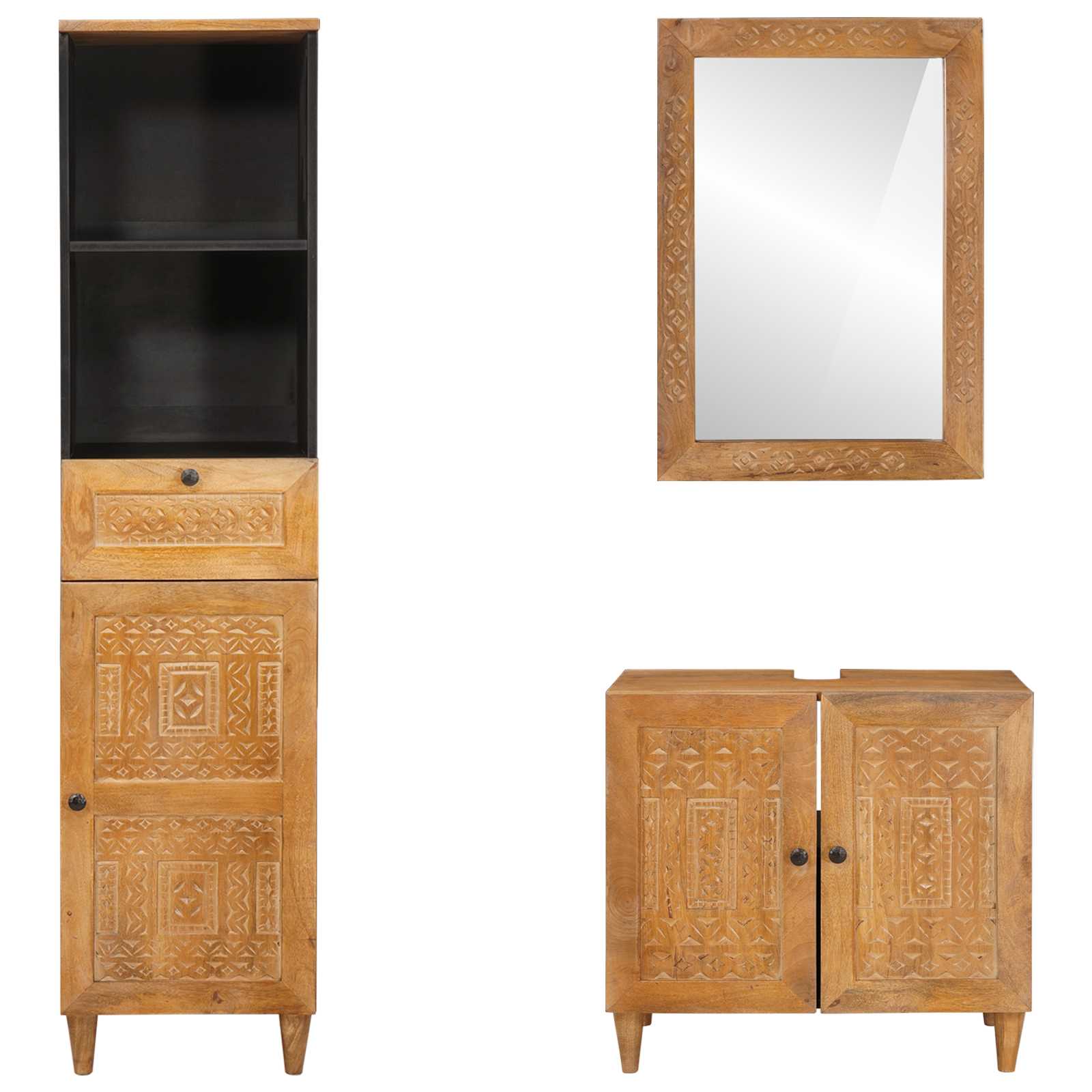Badezimmermöbel-Set mit Schubladen 3 pcs Braun Holzwerkstoff