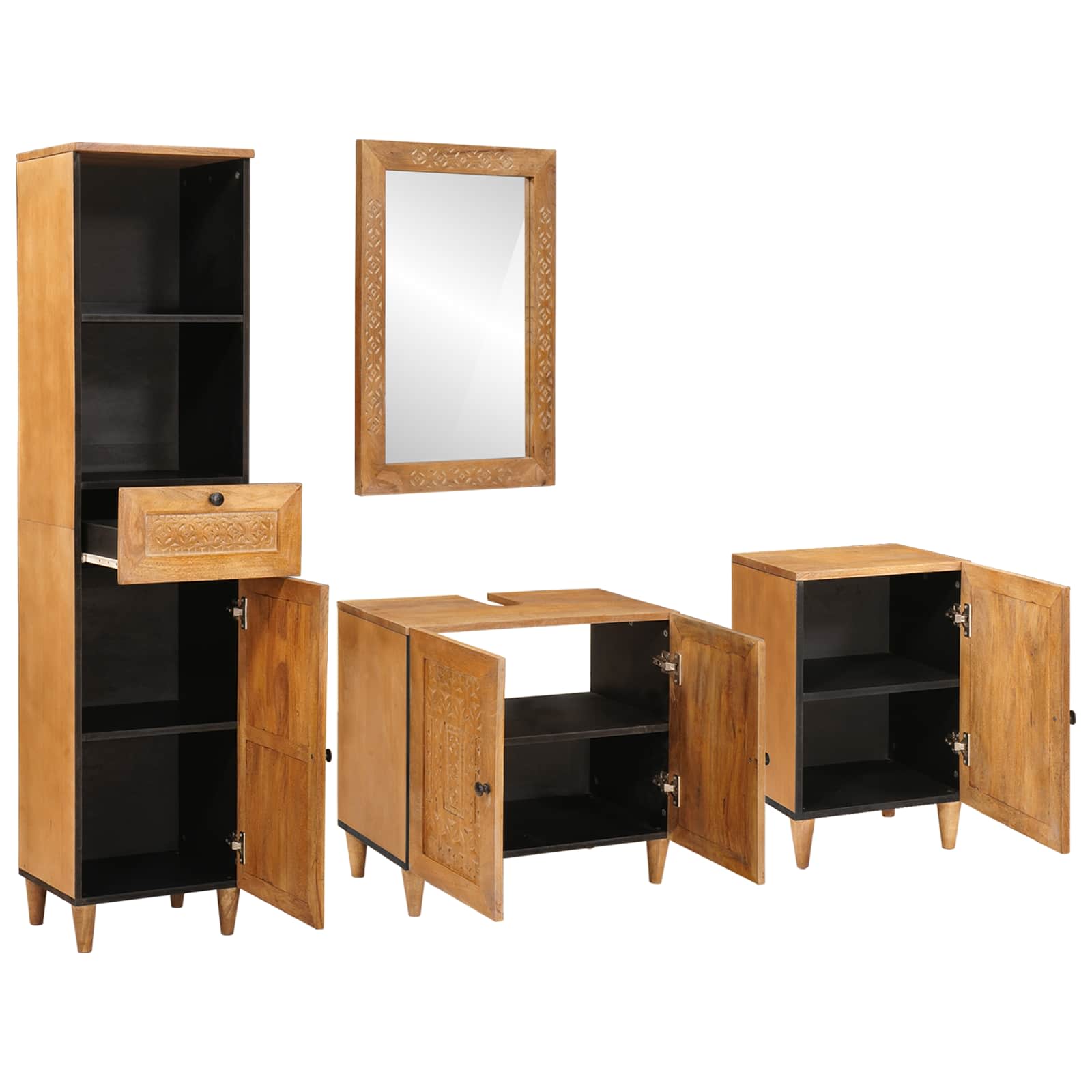 Badezimmermöbel-Set mit Schubladen 4 pcs Braun Holzwerkstoff