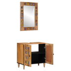 Badezimmermöbel-Set Wandmontiert 2 pcs Natur Massivholz Mango