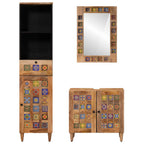 Badezimmermöbel-Set mit Schubladen 3 pcs Natur Massivholz Mango