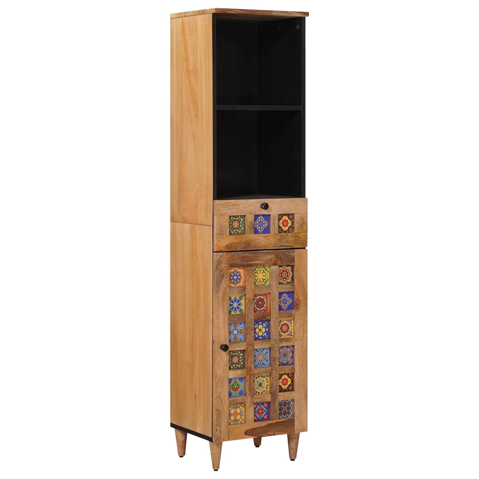 Badezimmermöbel-Set mit Schubladen 4 pcs Natur Massivholz Mango