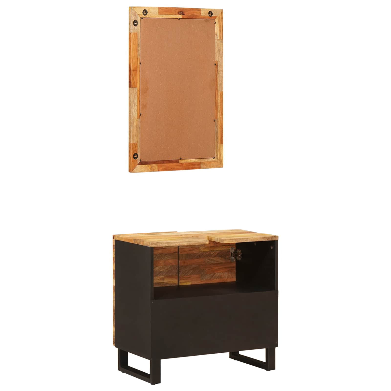 Badezimmer Sets mit Speicher 2 pcs Natur Massivholz Mango