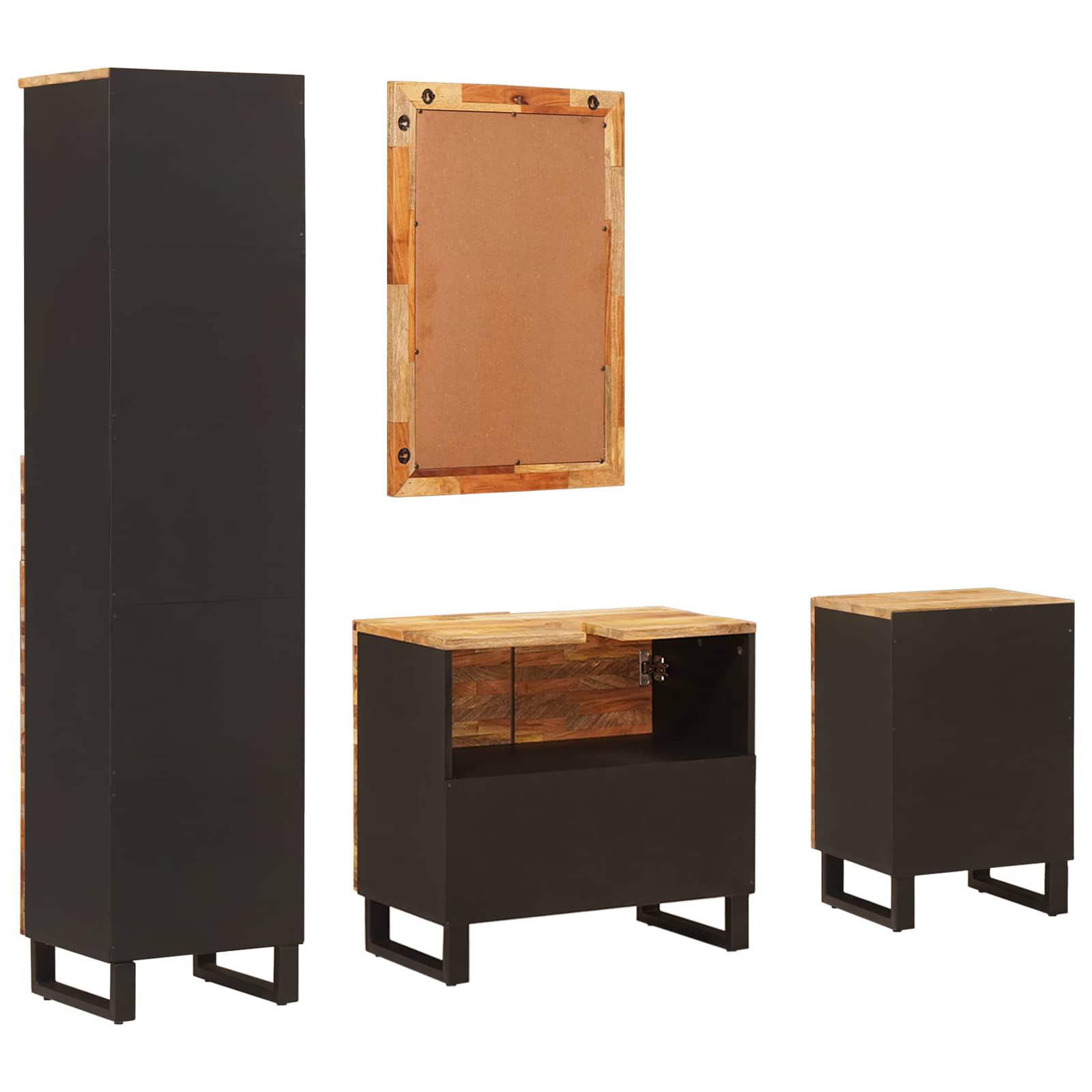 Badezimmer Sets mit Schubladen mit Regal Natur Massivholz Mango