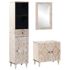Badezimmermöbel-Set mit Schubladen 3 pcs Weiß Massivholz Mango