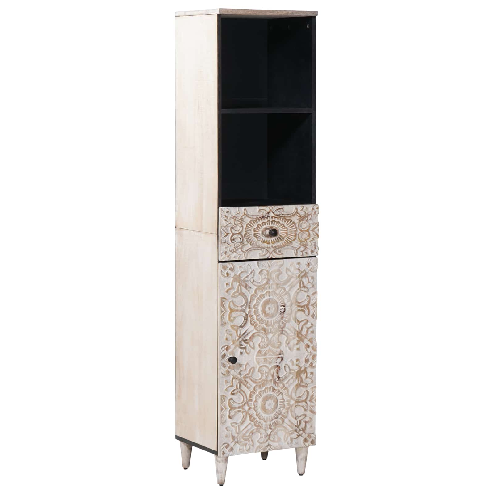 Badezimmermöbel-Set mit Schubladen 3 pcs Weiß Massivholz Mango