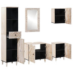 Badezimmermöbel-Set mit Schubladen 5 pcs Weiß Massivholz Mango