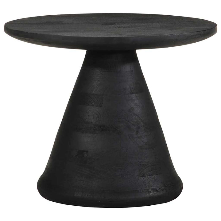 Beistelltisch Schwarz Ø50x40 cm Massivholz Mango