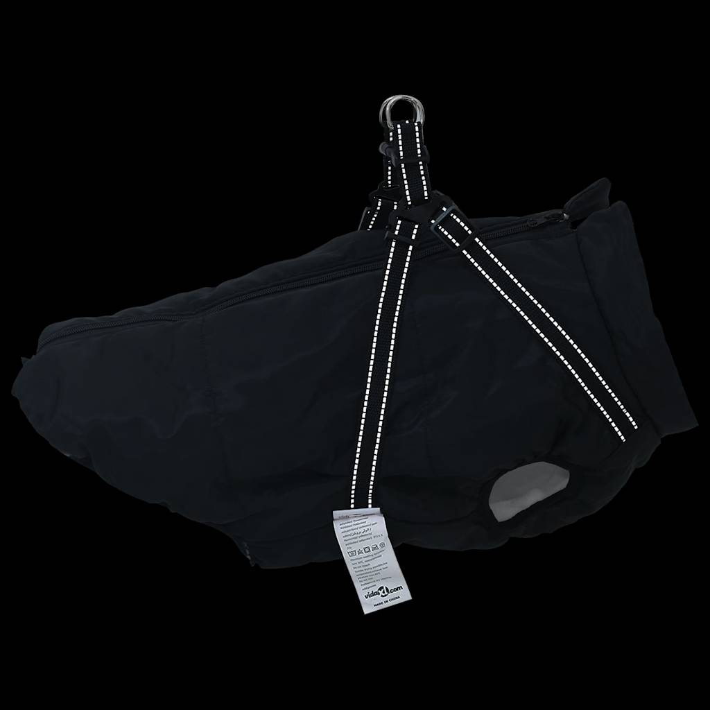 Hundemantel mit Geschirr Wasserdicht Reflektierend Schwarz 4XL