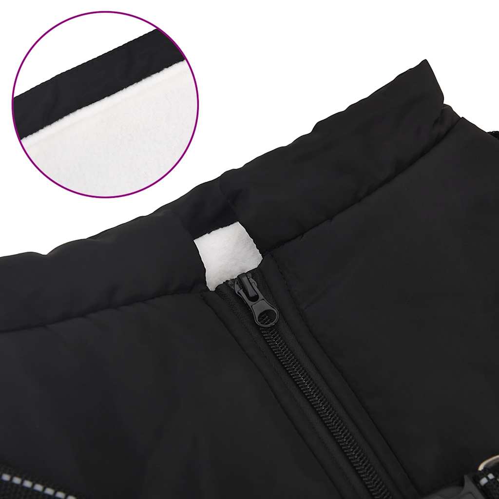 Hundemantel mit Geschirr Wasserdicht Reflektierend Schwarz 4XL