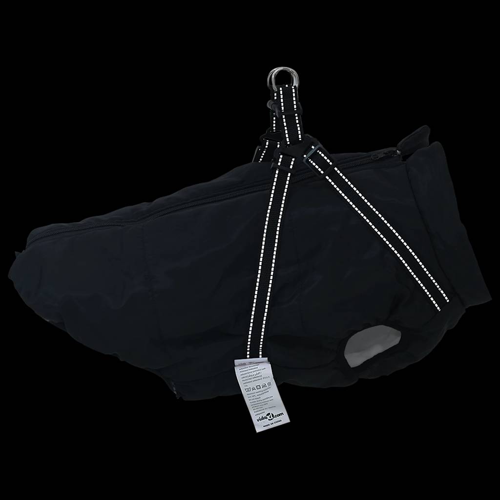 Hundemantel mit Geschirr Wasserdicht Reflektierend Schwarz 6XL