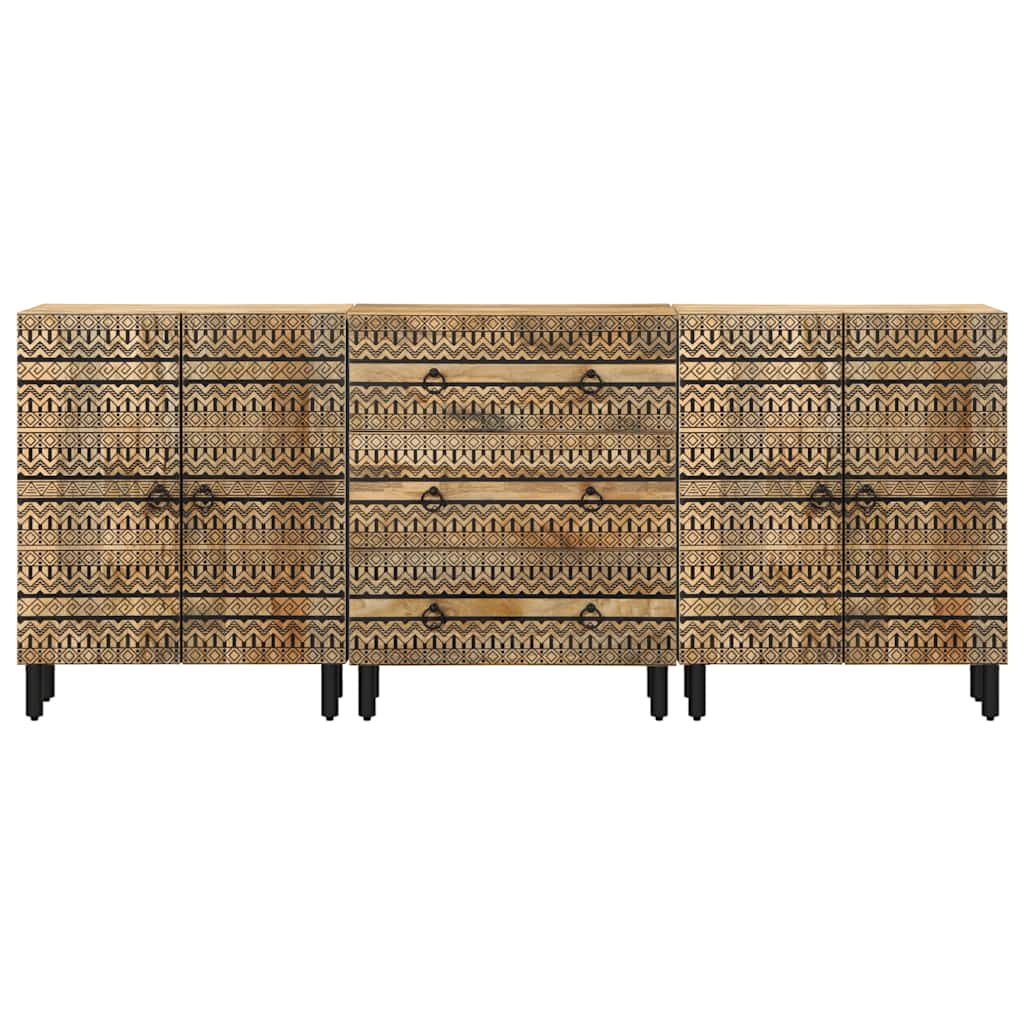 Sideboards 3 Stk. Massivholz Mango